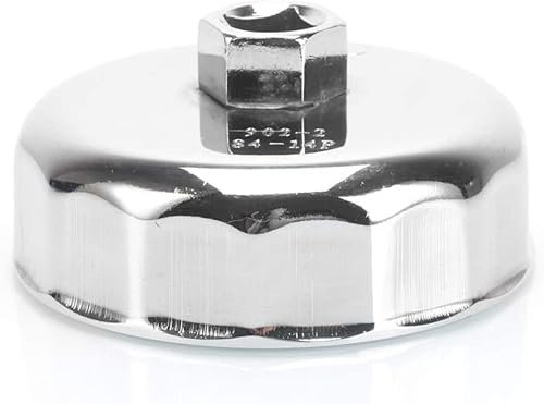 84mm 14 Flutes Oil Filter Socket Oil Filter Cap Wrench Tool Universal Chrome Plated Steel Oil Filter Removal Tool Compatible with Mercedes Dodge and Jeep 3.0L Diesel Engines