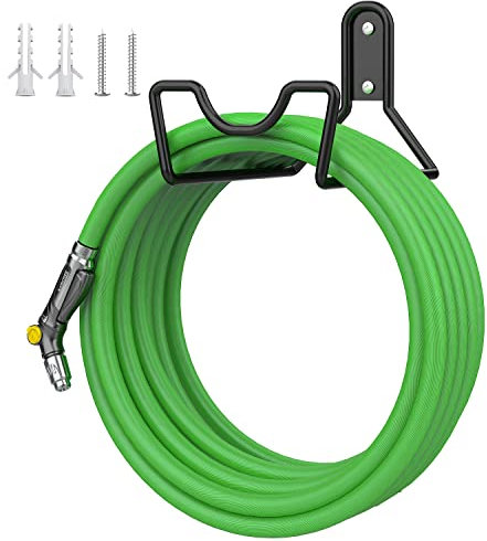 Mutool Garden Hose Holder Wall Mount, Heavy Duty Garden Hose Hook Outdoor for Wall Storage with Screws, Hosepipe Holder (Black)