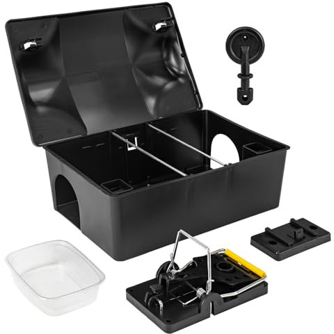 Köderstation Ratten Set Köderbox Box Garten Mausfalle Mäuse mit Schlagfalle Rattenköderbox Rattenköderstation Rattenfalle Kinder- Haustiersicher Petigi