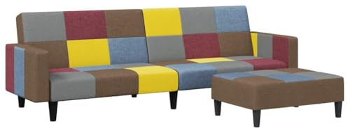 vidaXL Divano Letto a 2 Posti con Poggiapiedi Patchwork in Tessuto, Divano Convertibile, Letto aggiuntivo, divanetto, Letto Ospiti, Divano 2 posti
