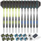 MageRabbit Dartpfeile mit Metallspitze 12pcs,22g Schwere SteelDarts mit 12 Dart-Schäfte + 24 Dart-Flights + Dart-Werkzeuge, Stahl-Dart-Set, professionelle Dartpfeile (blau und grün)