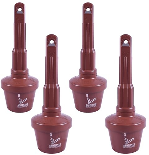 VILBLE 4 Pack 30 Inch Height Brown Color Outdoor Ashtray for Cigarettes, Cigarette Receptacle Butt Disposal, Floor Standing Ash Tray Can for Outdoor Patio Indoor Home Decor Garden
