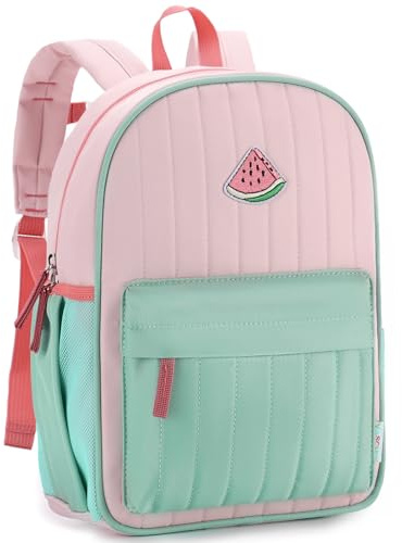 VASCHY Mochila niña 1-3 años 11 L Para Preescolar,Rosa&Verde | Mochila escolar infantil,Cierre en el Pecho, Multibolsillos, Divisor Interior,Admite Documentos A4, Etiqueta Nombre Interior