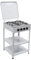 HarBin-Star - Plaque de cuisson à gaz à 4 feux avec support antidérapant, chariot de barbecue avec couvercle, cuisinière à gaz autonome, cuisinière à gaz de camping, 49 x 49 x 79 cm (blanc)