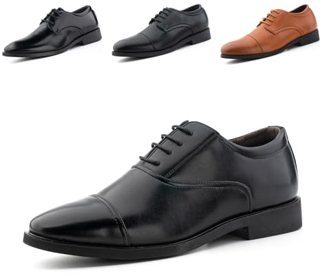 Hitmars Zapatos Derby Hombre Oxfords Cordones Cuero Patente Traje Clásicos Formales Zapatos Vestir Brogue Negocios Boda Casuales Fiesta FG17 Negro EU 44