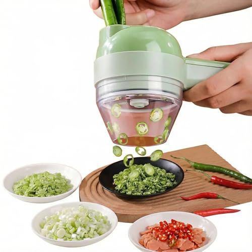 Multi functional electric vegetable slicers，4-in-1vegetable cutter, garlic chopper mini, garlic food processor, electric wireless food slicer
