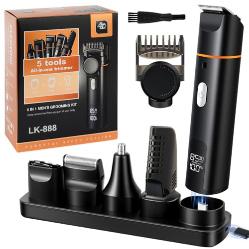 Aolso Recortadora De Barba para Hombres, Kit de Cuidado Multifunción Eléctrica Masculino para Hombres, Cara, Bigote, Cuerpo, Nariz, Recortadora Corporal Inalámbrico, Negro - LK