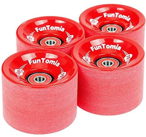 FunTomia 4 Stück Longboard/Skateboard Rollen (Big Wheels) in 70x51mm 80A inkl. ABEC-9 Kugellager