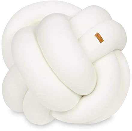 Velinda Knotenkissen Dekokissen Sofakissen Affenfaust-Kissen Türstopper 30x30cm (Muster: cremefarben)