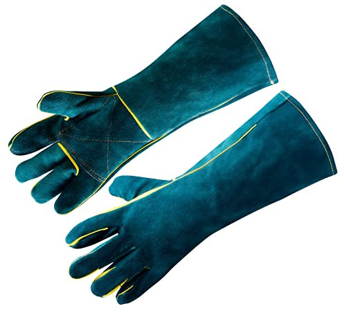 NASFUEY Sportlicher Stil 59,9 cm Tierhandschuhe bissfest Kevlar verstärkte Lederpolsterung Hund Katze Kratzer Vogel Falke Handschuhe Greifen Reptilien Eichhörnchen Schlange Biss