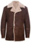 Infinity Leather Herren Braun German Classic Echtes Schaffell Lammfell Leder Cromby Jacke Mantel L