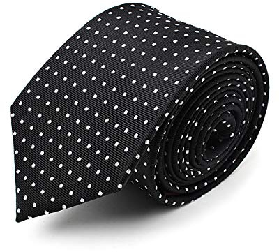 BRERA 67 - Cravate Homme Elégant Noir à Pois Blancs Soie | Accessoire Idée Cadeau pour Hommes | 150 x 7cm