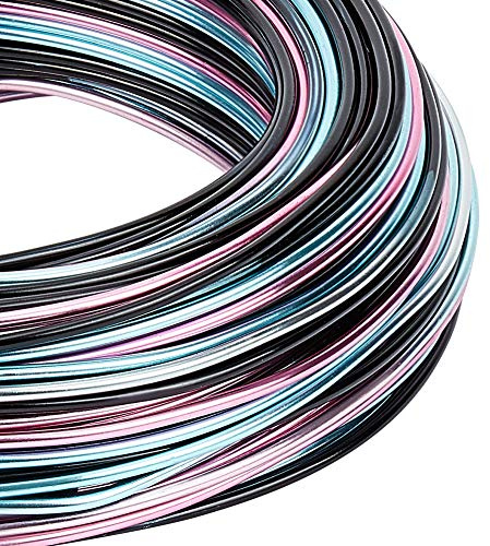 BENECREAT 41m 1.5mm Multicolor Aluminium Wire för smycken Metalltråd Smycken Smycken med förpackningslåda för hantverk, Hantverk - Svart, Blå, Rosa