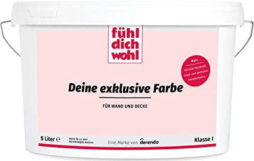 Fühl Dich Wohl Deine Farbe rosa, matte Wandfarbe rosa, hohe Deckkraft, verschiedene Rosafarbtöne zur Auswahl (5L, Lachsrosa E1-42)