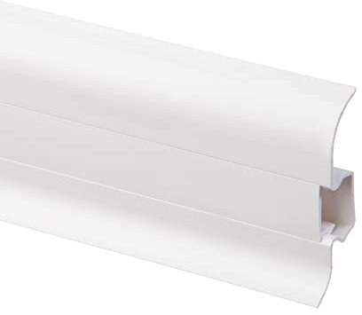 Plastic Skirting Board - Premium 2.2m PVC Skirting Board with Wire Cover Design - White Matt - M089