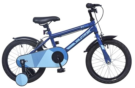 Wildtrak - Bicicleta 16 pulgadas para niños de 3 a 7 años con ruedines con ruedines - Azul