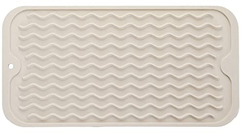 MicoYang Silicone Dish Drying Mat for Multiple Usage,Easy clean,Eco-friendly,Heat-resistant Silicone Mat for Kitchen Counter or Sink,Refrigerator or Drawer Liner Tapioca S 12 inches x 6 inches