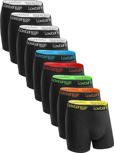 Lowbangge Premium Boxer Homme,Caleçon Homme Coton(Lot de 9),Coupe Confortable avec Technologie d'ajustement Parfait
