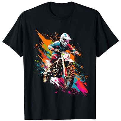 dirt bike farbiges motocross motorrad Design für Jungen T-Shirt