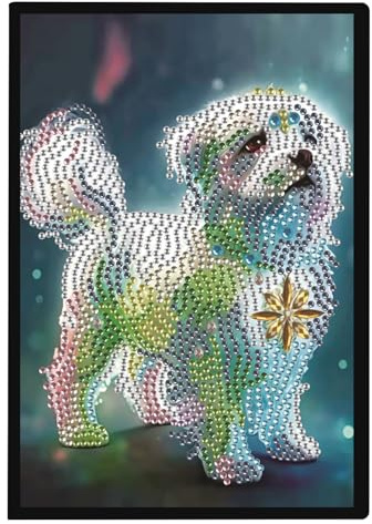 DCIDBEI Carnet de Peinture Diamant DIY Chien A5 Blanc 12 Signes du Zodiaque Diamant Painting Cahier de Note Journal Carnet de Croquis Livre Strass Artisanat Carnet Enfants Étudiants Cadeau 50 Feuilles