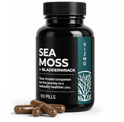 Irish Sea Moss Kapseln 1500mg Tagesdosis, 90 Kapseln - Natürliches Irisches Seemoos & Blasentang, Chondrus Crispus - Frei von Magnesiumstearat, Vegan, Ohne Zusatzstoffe - Nahrungsergänzungsmittel