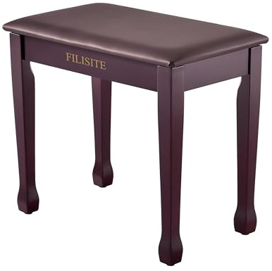 FILISITE Piano Bench with Waterproof Padded Cushion, Makeup Stools for Vanity, Bench for Living Room/Bedroom (Brown)