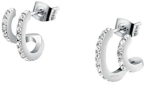 Morellato Orecchini da donna in acciaio, cristalli, collezione CREOLE, regalo per la mamma - SAUP16, acciaio inox