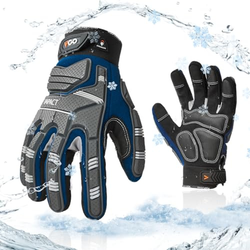 Vgo... 1par 0°C/32°F Guantes de trabajo de seguridad para invierno, guantes mecánicos, guantes de impacto, guantes antivibración, guantes de aparejador, Heavy Duty (SL9792FLWP)