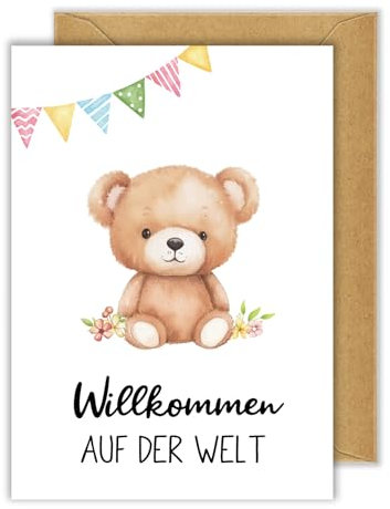 WenmthG Hochwertige Karte zur Geburt mit Umschlag - Glückwunschkarte zur Geburt Jungen Mädchen - Baby Karte Geburt - Willkommen auf der Welt