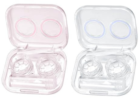 MYSUNBAR 2 x contact lens containers, plastic container with tweezers and suction cup, travel set for outdoor activities, multicoloured, Pocket organiser