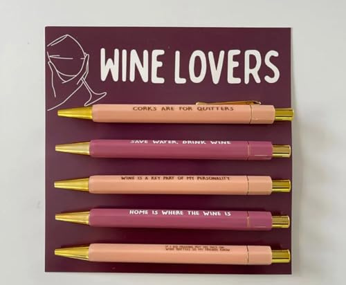 Wine Lovers Pens Set | joke Novelty Witty Office Stationary | Secret Santa | Pens Set | Ballpoint Pens | Supplies | Appreciation Gift | Stocking filler
