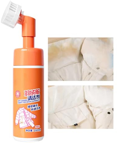 Dry Cleaner for Down Jackets, 160 ml Cleaning Spray with Attached Brush, Quick-Drying Winter Coat Cleaner, for Puffer Jackets, Wool Coats and Delicate Outerwear