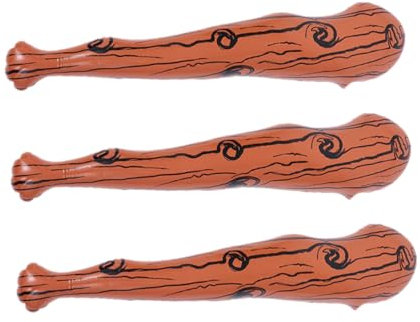 Yardwe 3pcs Inflatable Baseball Bat Cheering Sticks Lightweight Wood Grain Pattern Sports Cheering for Birthday Parties Pool Events Outdoor Games