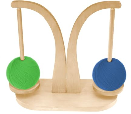lisetar Wooden Yarn Spinner, Dual Rotating Spindles Yarn Dispenser with Magnetic Stand, Natural Wood