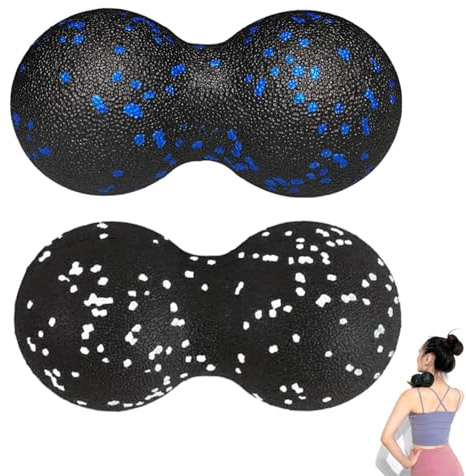 2 Pezzi Pallina Massaggio Lacrosse Ball Muscolare Rullo Pilates Attrezzi Pilates per Casa Adatto per Alleviare Vari Dolori Muscolari su Schiena Collo Spalle Braccia Mani e Piedi(Bianco Blu)