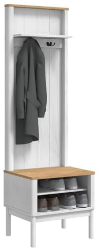 vidaXL Hallway skåp FLORO Vit 50 x 40 x 158 cm Massiv furu