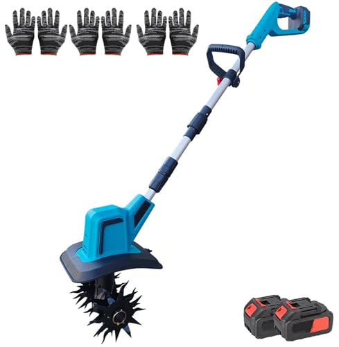 Motozappa Elettrica Da Giardino, Fresa Per Terreno A Batteria Da 1800 W Con 2 Batterie Al Litio E 4 Lame In Acciaio Al Manganese, Coltivatore Per Diserbo, Allentamento Del Terreno, Coltivazione