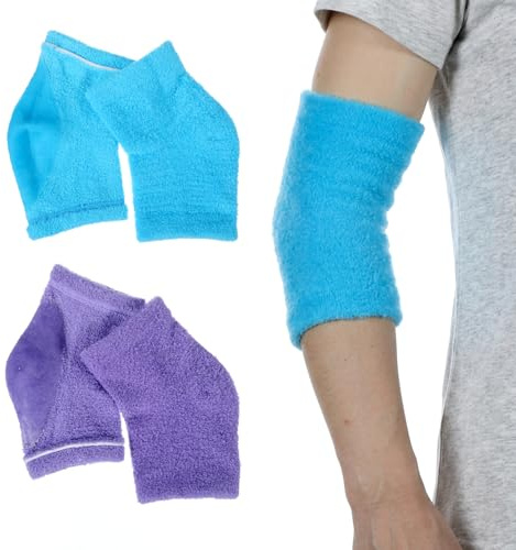 oruola 2 par gelarmbågsskydd, gel armbågsskydd, skyddar sprucken och torr hud, armbågsbandage sport för fuktgivande och leduppvärmning (blå och lila)