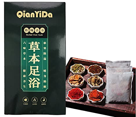 Natural Herb Foot Soak, Chinese Herbal Foot Bath Botanicals for Foot Spa Relax Massage 10bags纯中药材沐足 驱寒湿促循环 暖身放松300g 花椒/鸡血藤/益母草/红花/老姜/艾草