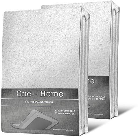 one-home 2er Pack Spannbettlaken FROTTEE 90x200 cm - 100x200 cm weiß Spannbetttuch Set