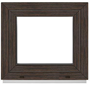 Komforta Ventana de madera de roble oscuro para exterior/interior, todos los tamaños, plástico, 700 x 650 mm, 700 x 650 mm, PVC 70 x 65 cm, doble acristalamiento, DIN a la derecha, inclinable, ventana