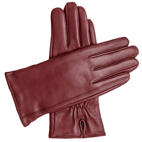 Downholme Gants en Cuir Végan pour Femme (Bordeaux, XL)