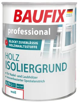 BAUFIX Primaire isolant PRO pour Bois blanc, satinée mate, 0.75 litres, Peinture pour bois, Fond isolant pour toutes les essences de bois, contre les décolorations jaunâtres, résistant aux intempéries