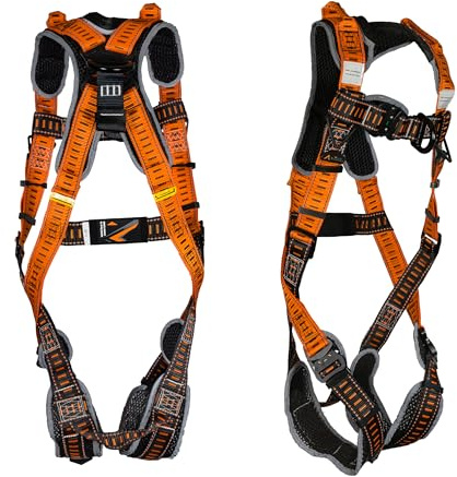 Malta Dynamics Razorback Elite Safety Harness – Lightweight Safety Harness Fall Protection Kit with Sewn in Belt and Sternal D-Rings for Fall Arrest, OSHA & ANSI Compliant (L-XL)