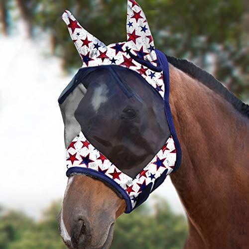 Harrison Howard CareMaster - Maschera da mosche standard con orecchie, protezione UV per cavalli e stelle da sogno (M)