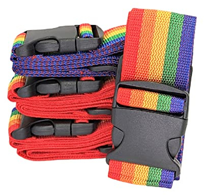 4x MIDHILL Heavy Duty Luggage Straps for Suitcases Packing Belts Travel Accessories Adjustable Bag Strap (Rainbow)