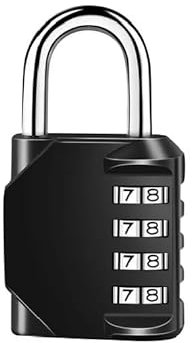 OUTLETISSIMO® Lucchetto Nero Impermeabile a combinazione 4 cifre da esterno o interno da palestra, armadietto sportivo, recinzione, cassetta degli attrezzi, cancello