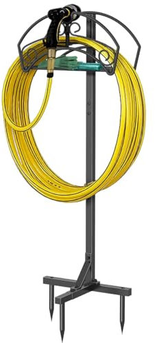 Bomclap Supporto autoportante per tubo da giardino, in metallo, colore: nero