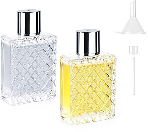 Ysimple 100ml Flacon Parfum Vide, Portable de Voyage Atomiseur Pulvérisation Flacon de Parfum, Vaporisateur de parfum pour Voyage avec Entonnoir De Remplissage（2 Pièces）