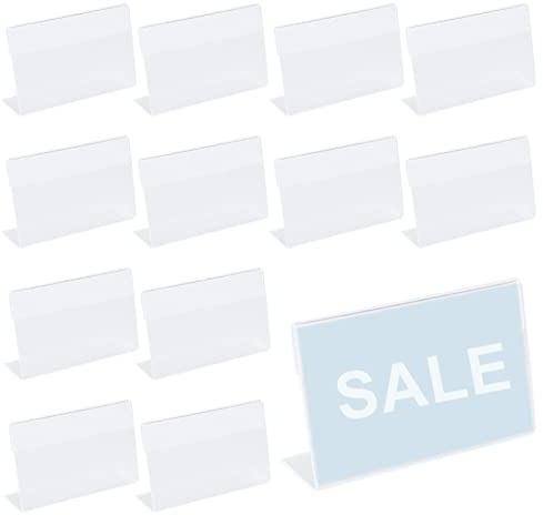 30 Pcs Porte Étiquettes Prix, Supports d'Étiquettes en Plastique L-Shaped Porte-étiquette Transparent Acrylique Signe Affichage pour Supermarché/Magasin/Centres Commerciaux